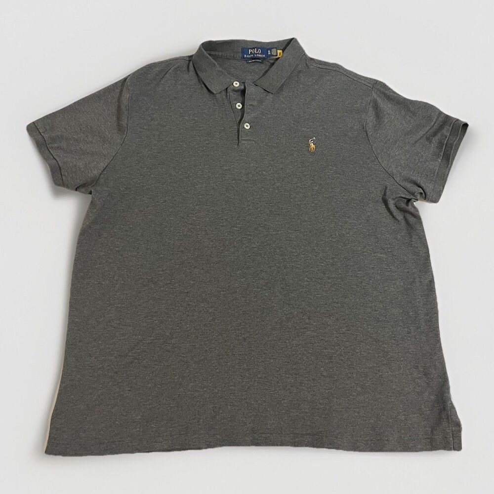 Polo Ralph Lauren Custom Slim Fit Polo Shirt Mens XL Tall Gray Short Sleeve